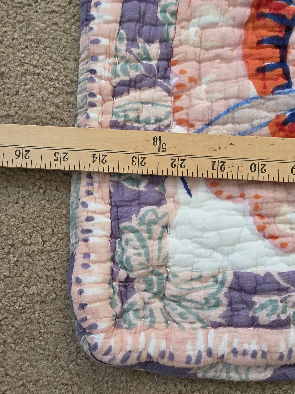 Anthropologie Brynne Floral Quilt And Two Shams in Coral, Navy & Lavender